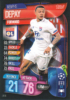 Memphis Depay Olympique Lyonnais 2019/20 Topps Match Attax CL #LYO16